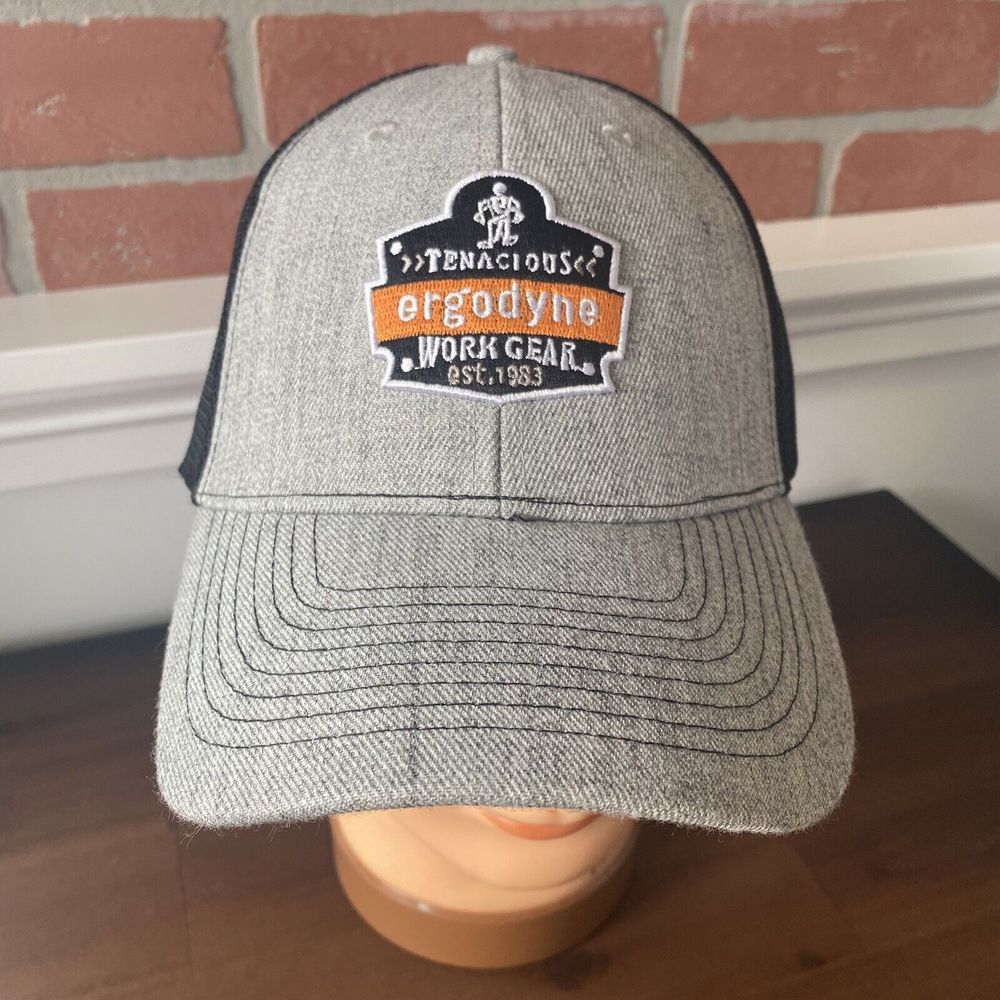 Snapback Hat Tenacious Ergodyne Work Gear Adjustable Mesh Trucker Cap Gray READ